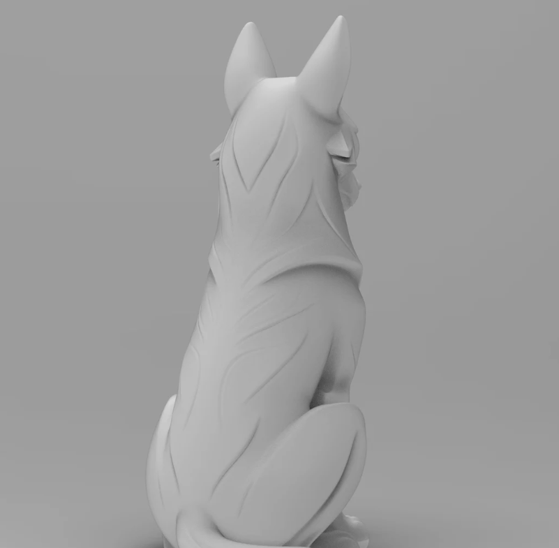 Mystical wolf minimalist sculpture