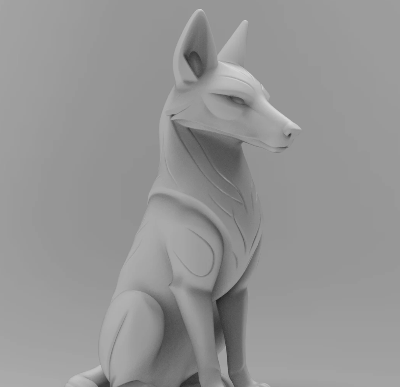 Mystical wolf minimalist sculpture
